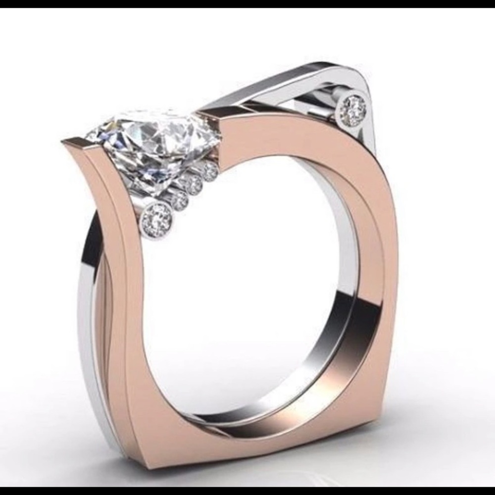 Ladies Designer 14 tricolor diamond ring 1-5ctw